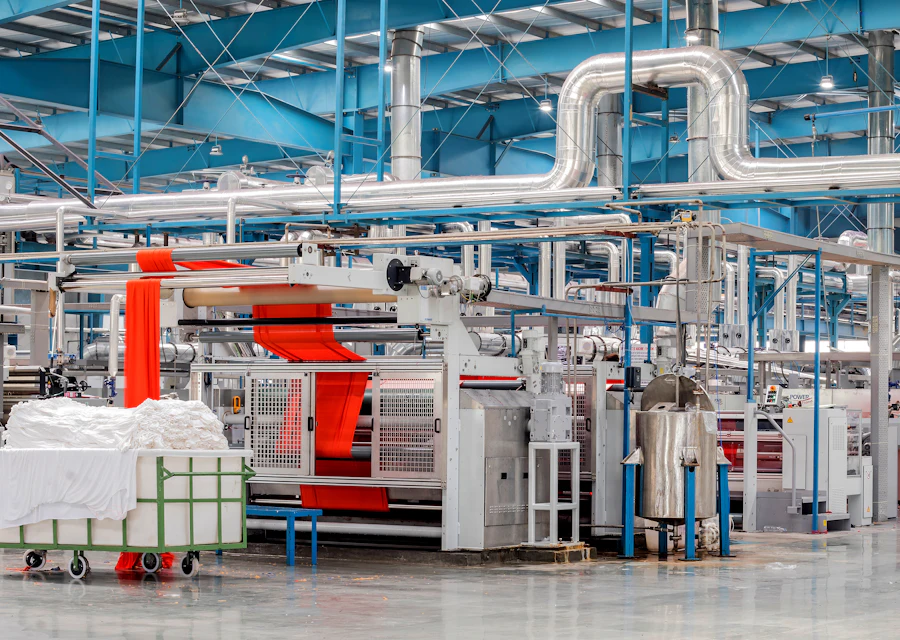 An engineer inspecting machinery on a factory floor