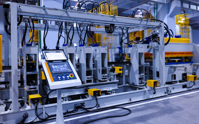 Industrial machinery in a plant