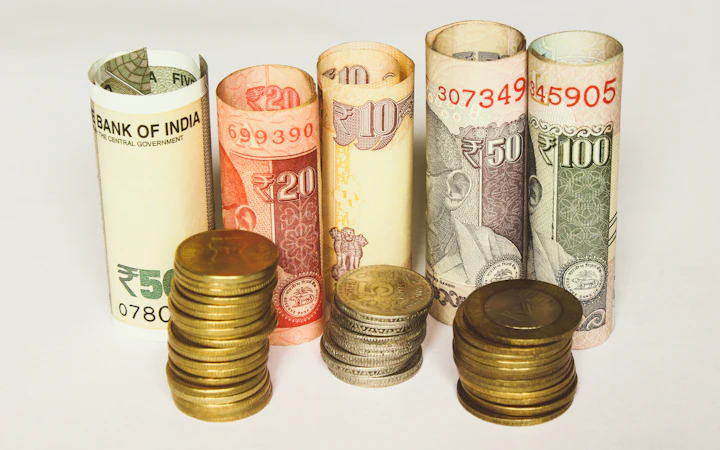 Indian rupee notes and coins